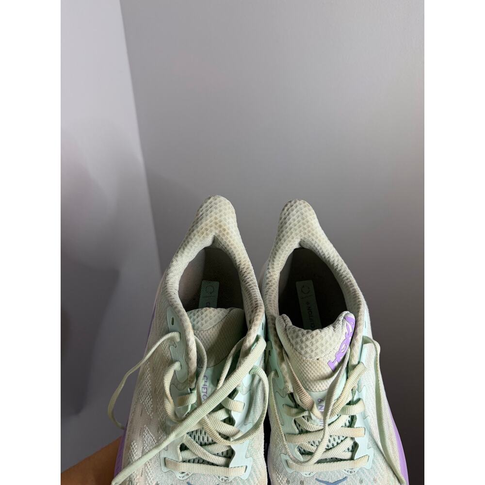 HOKA Clifton 9 Shoes Womens Size 7.5 B Mint Green Purple Running Road Cushioned - Picture 7 of 8